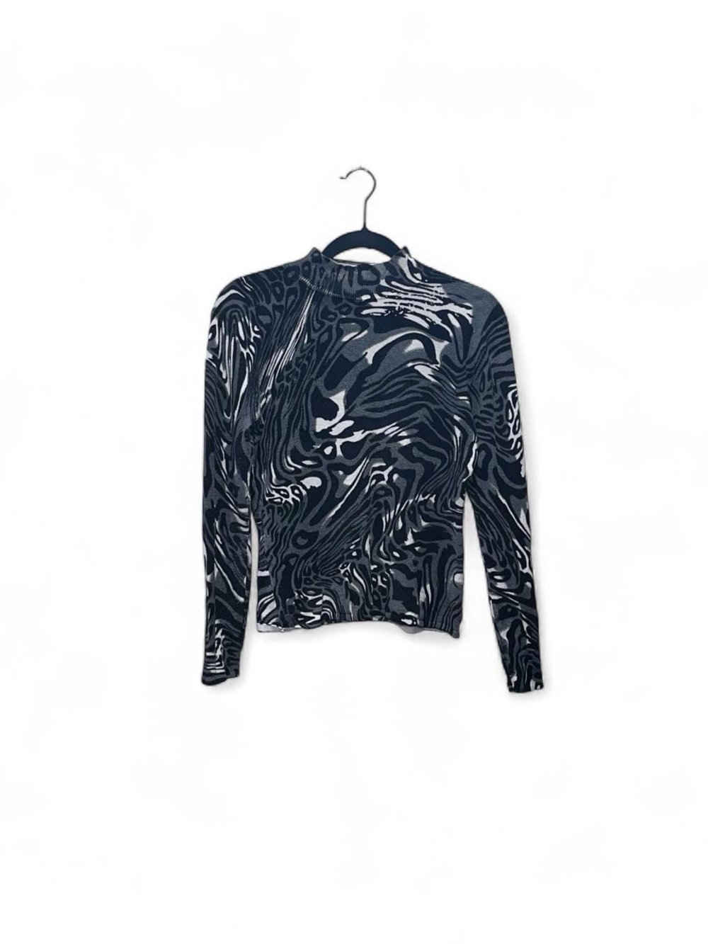 Pierri New York Swirl-Print Long Sleeve Top - Black, Gray